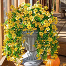 INSPRING Artificial Flowers Fall Faux Outdoor Outside Plants, 2 PCS Fake Silk UV Resistant Look Real Yellow Daisy Trailing Vines for Front Door Porch Planter Urn Patio Balcony Decoration by CozyNest Decor