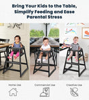 Alpine Wooden High Chairs for Babies and Toddlers with Safety Strap, Commercial Grade Restaurant High Chair, Durable Wood Space Saver Baby Feeding Chair, Ideal for Dining Spaces (2 Pack, Black) by TinyTreasures Baby Boutique