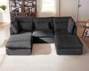 Oversized Modular Sofa, Extra Deep Cloud Corduroy Sectional Couch with Ottoman Chaise, Fluffy Corduroy 5 Seater Sofa Bed for Living Room, Villa (U Shape 5 Seater, Corduroy Black)