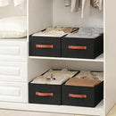 linen closet organizers and storage, 3 Pack Large Storage Baskets, Washable, Clothing Storage Bins with Handle, Closet Organizer for Storage Sweater,Sheets (Black, 18½"x13½"x8½") by CozyNest Decor