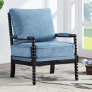 DUHOME Linen Fabric Spindle Accent Chair with Wood Frame,Modern Accent Spool Chairs with Padded Spring Seat and Brushed Blue Base for Living Room Bedroom Farmhouse Home Office Belcony by CozyNest Decor
