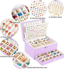 Earrings Jewelry Box for Girls, 5 Layers Jewelry Organizer with Earring Holder Organizer for Girls Earring Organizer Jewelry Boxes for Women Earrings and Necklaces Jewelry Box Organizer Violet by TinyTreasures Baby Boutique
