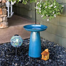 Sunnydaze Gleeful Garden Metal Bird Bath for Outdoors - Large Decorative Iron Birdbath - 23-Inch - Blue Glaze by GreenHaven Gardens
