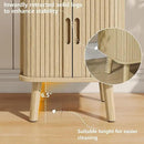 Alohappy Fluted End Table Set of 2, Mid Century Modern Nightstands with Sliding Tambour Door, Curved Round Edge Wood Bedside Table for Bedroom, Side Tables with Storage for Living Room, Natural Oak by CozyNest Decor