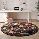 Round Rug 6ft Washable Circle Rug Non Slip Low Pile Boho Floral Small Circular Rug for Bedroom, Bathroom, Entryway, Kids Room, Office, College Dorm(Black) by CozyNest Decor