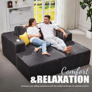Hobestluk Modular Sectional Sofa Memory Foam Couch Sofa Bed Loveseat with Chaises Cloud Couch with Removable Cover Large Sectional Couches for Living Room (Strip Grey, Sofa Bed) by CozyNest Decor
