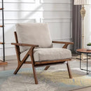 chairus Mid Century Accent Armchairs Modern Upholstered Lounge Chair Compfy Leisure Arm Chair for Living Room Fireplace/Bedroom/Reception/Dorms, Set of 2, Denim Fabric Beige by CozyNest Decor