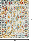 Unique Loom Rosso Collection Vintage, Geometric, Bohemian, Traditional, Distressed, Southwestern Area Rug, 8' 0" x 10' 0", Multi/Ivory by CozyNest Decor