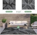 GENIMO Outdoor Rug 9' x 12' Waterproof for Patios Clearance, Reversible Outdoor Plastic Straw Camping Rug Carpet, Large Area Rugs Mats for RV, Camper, Deck, Balcony, Porch, Beach, Picnic, Black&Grey by CozyNest Decor