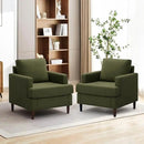 Mid-Century Accent Chair,Modern Linen Fabric Armchair for Living Room,Comfy Upholstered Reading Accent Chairs for Bedroom,Single Sofa Chair with Wood Legs (Green, 2 Pack) by CozyNest Decor