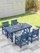 HDPE Patio Dining Set, 5-Piece Outdoor Table and Chairs with Umbrella Hole, Modern Outdoor Dining Set for 4, HDPE Outdoor Patio Furniture Dining Sets for Deck, Poolside, Porch, Navy by CozyNest Decor
