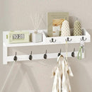 AMBIRD 26.57-Inch Wall Hanging Shelf With Coat Hooks - Entryway Wood Rack With 5 Dual Hooks, 3 Key Hooks, Mail Organizer and Key Holder (White) by CozyNest Decor