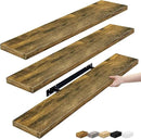 Sorbus Floating Shelves for Wall - 35 Inch Long Bathroom Shelves, Wall Decor for Bedroom, Kitchen, Living Room & Book Storage - Mounted Floating Shelf with Invisible Brackets (Rustic Brown, 3 Pack) by CozyNest Decor