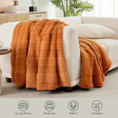Amélie Home Luxury Striped Faux Fur Throw Blanket for Couch, Embossed Split Fur Cozy Fuzzy Fluffy Luxurious Soft Plush Sofa Chair Bed Gift Blankets for Women Men Wife Friend, 88"x90", Brown by CozyNest Decor