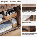 Bathroom Floor Cabinet, Farmhouse 24" Wide Cabinet with Drawer, Adjustable Shelf, Barn Doors, Cabinets for Bathroom, Kitchen, Living Room, Rustic Brown by CozyNest Decor