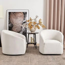 KINWELL 32" Wide Modern Boucle Swivel Barrel Chairs Set of 2, No Assembly Round Upholstered Swivel Accent Armchairs for Living Room, Bedroom (White) by CozyNest Decor