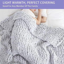 Bigacogo Chunky Knit Throw Blanket for Couch, 51x63 inches, 100% Hand Knitted with Thick Jumbo Chenille Yarn, Cozy Soft Large Rope Knot Cable Crochet Blankets for Sofa Bed Living Room, Light Grey by CozyNest Decor