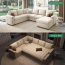 HONBAY Sectional Couch with Pull Out Bed, Sectional Sleeper Sofa with Storage, U Shape Couches for Living Room, Velvet Beige by CozyNest Decor