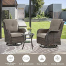 5 Pieces Patio Furniture Sets Wicker Outdoor Furniture, Rattan Patio Swivel Glider Chairs with 2 Ottoman and Glass Side Table by GreenHaven Gardens