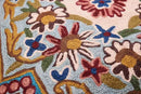 Turquoise Floral Pillow Cover Traditional Blue Flower Pillowcase Traditional Outdoor Cushion Suzani Flower Throw Florals Chair Farmhouse Hand Embroidered Cushions Wool 18x18 Inch by CozyNest Decor