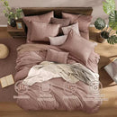 Monbix Queen Comforter Set - 7 Pieces Dusty Pink Cationic Dyeing Bed in a Bag Queen Bedding Sets with Sheets, Pillowcases & Shams, Reversible Bedding Comforters by CozyNest Decor