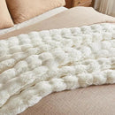 JELLYMONI Faux Fur Throw Blanket, White Fuzzy Cozy Plush Bubble Bed Blanket, Thick and Warm, Queen (90" x 90") by CozyNest Decor