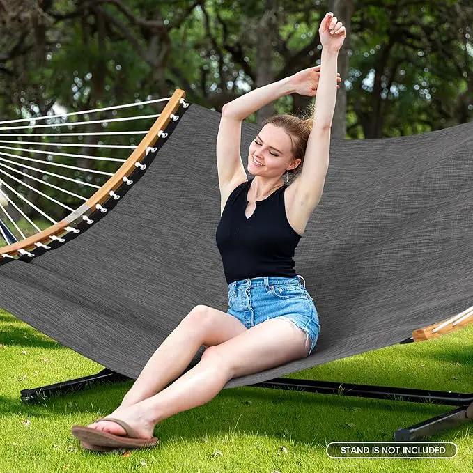 SUNCREAT Hammocks Portable Double Outdoor Hammock, 450lbs Capacity, Quick Dry 2 Person Hammock with Carrying Bag, Dark Gray, photo 2 of 8