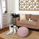REDEARTH Round Pouf Ottoman - Hand Knitted Boho Poof Home Décor Pouffe Circular Footrest for Living Room - Bedroom - Lounge - 100% Cotton (19.5"x19.5"x14") - Pale Pink by CozyNest Decor