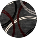 Rugshop Modern Wavy Circles Design Round Area Rug 8' Red by TinyTreasures Baby Boutique