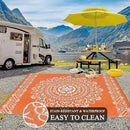 Pauwer Waterproof Outdoor Rug 6x9, Reversible Plastic Straw Patio Camping Rug, Indoor Outdoor RV Mat Carpet for Deck, Camper, Porch, Balcony, Backyard, Picnic, Floral Orange by GreenHaven Gardens