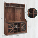 JXQTLINGMU 59" Farmhouse Hall Tree with Shoe Storage, Entryway Bench with 20 Cubbies, 12 Hooks & Sliding Barn Doors, Mudroom Coat Rack Cabinet, Brown by CozyNest Decor