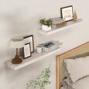 Axeman Floating Shelves for Wall - 32''W x 8'' D Rustic Solid Elm Wood Shelves for Storage, Wall Mounted Display Shelving with Invisible Heavy-Duty Metal Bracket (White Wash, 2PCs) by CozyNest Decor