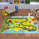 KC Cubs 8x10 Dinosaur Toy Car Dino Road Rug – Educational Play Mat Carpet for Kids, Toddlers, Nursery, Classroom, Playroom, Baby Daycare, Boys & Girls by TinyTreasures Baby Boutique