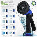 J&B XpandaHose 100ft Expandable Garden Hose with Holder - Heavy Duty Superior Strength 3750D - 4 -Layer Latex Core - Extra Strong Brass Connectors and 10 Spray Nozzle w/Storage Bag (Blue 100) by GreenHaven Gardens