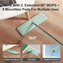 JOYMOOP Mop and Bucket with Wringer Set for Floor Cleaning and Wall Cleaner, Flat Mop and Bucket System Set with 2 Mops and 8 Large Microfiber Pads - Green by CozyNest Decor