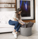 OrganiHaus Woven Laundry Basket, Large Cotton Rope Blanket Holder with Handles, Soft & Sturdy Nursery Hamper, Decorative Toy Bin for Living Room Organization 20x13 inches - Gray by TinyTreasures Baby Boutique