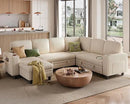 LINSY HOME Sectional Sleeper Sofa with Pull Out Couch Bed - Convertible Plush Corduroy Cloud Couch with Storage Chaise & USB Charging, Comfy Modular Couches for Living Room, Beige by CozyNest Decor