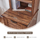 RedLemon Bookcase with 2 File Drawers, 72" Tall Farmhouse Bookshlef with Storage and Adjustable Shelves, 4 Tier Rustic Wood Bookshelf with Cabinet for Office, Living Room (Reclaimed Barnwood Color) by CozyNest Decor