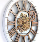 The Gears Clock 36'' Inch Real Moving Gear Wall Clock Vintage Industrial Oversized Rustic Farmhouse (White Farmhouse) by CozyNest Decor