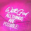"With God All Things Are Possible" Neon Sign God Neon Light for Wall Decor Letter LED Neon Sign Pink LED Neon Light Dimmable Neon Signs for Bedroom Wedding Church Decoration by CozyNest Decor