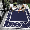 GENIMO 10 ' x 10 ' Outdoor Rug Waterproof for Patio Decor, Foldable Reversible Plastic Straw Area Rugs Mat for Camper, Outside Carpet for Rv, Deck, Porch, Picnic, Beach, Balcony, Blue & White by CozyNest Decor