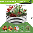 2PCS 3x3x1FT Galvanized Raised Garden Bed Kit,Vegetable Boxes-Round Metal Flower Box,Large Planter Raised Beds Outdoor Garden for Planting,Fruit,Herb-Sliver by GreenHaven Gardens
