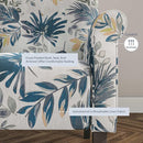 BELLEZE Modern Accent Chair for Living Room, High Back Floral Armchair w/Wooden Legs, Upholstered Wingback Side Chair Padded Armrest Single Sofa for Living Room, Bedroom - Allston (Green Blue Floral) by CozyNest Decor