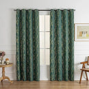 Grommets Blackout Long Window Curtains Green Gold-52W*84L 2PCS Drapes for Bedroom by CozyNest Decor