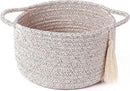 Small Soft Organizer Baskets，Decorative Mini Round Woven Rope Storage Bin Empty Gift Baskets for Man，Office, Desk Decor, Gifting, Kids, Toys, Pre Shaped, Brown, 2 Pack by CozyNest Decor