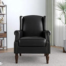 Accent Chair, Faux Leather High Back Armchair or Living Room, Comfy Upholstered Single Sofa Reading Chair with Solid Wood Legs for Office, Bedroom, Waiting Room-Black by CozyNest Decor