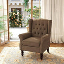 Accent Chair, Upholstered Armchair with Button Tufted High Back & Solid Wood Legs, Comfy Wingback Reading Single Sofa Chair for Small Spaces, Living Room, Bedroom (Brown, Set of 1) by CozyNest Decor