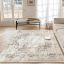 5'x7' Area Rug - Vintage Persian Medallion Design Low-Pile Faux Wool Rug, Non-Slip Backing, Machine Washable, for Living Room, Dining Room, Bedroom (Cream/Taupe) by CozyNest Decor