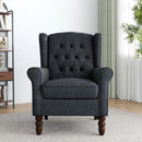 Lumibee High Back Accent Chair,Upholstered Wingback Armchair with Solid Wood Legs for Small Spaces,Comfy Single Sofa Chair for Living Room,Bedroom,Office-Black Blue by CozyNest Decor