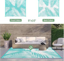 GENIMO Outdoor Rug 8' x 10' Waterproof for Patios Clearance, Reversible Outdoor Plastic Straw Camping Rug Carpet, Large Area Rugs Mats for RV, Camper, Deck, Balcony, Porch, Beach, Aqua Blue&White by CozyNest Decor
